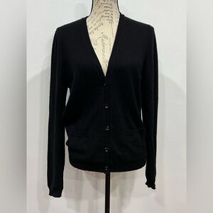 Eric Bompard Black Cashmere Silk Multimedia Cardigan Sweater Size Large